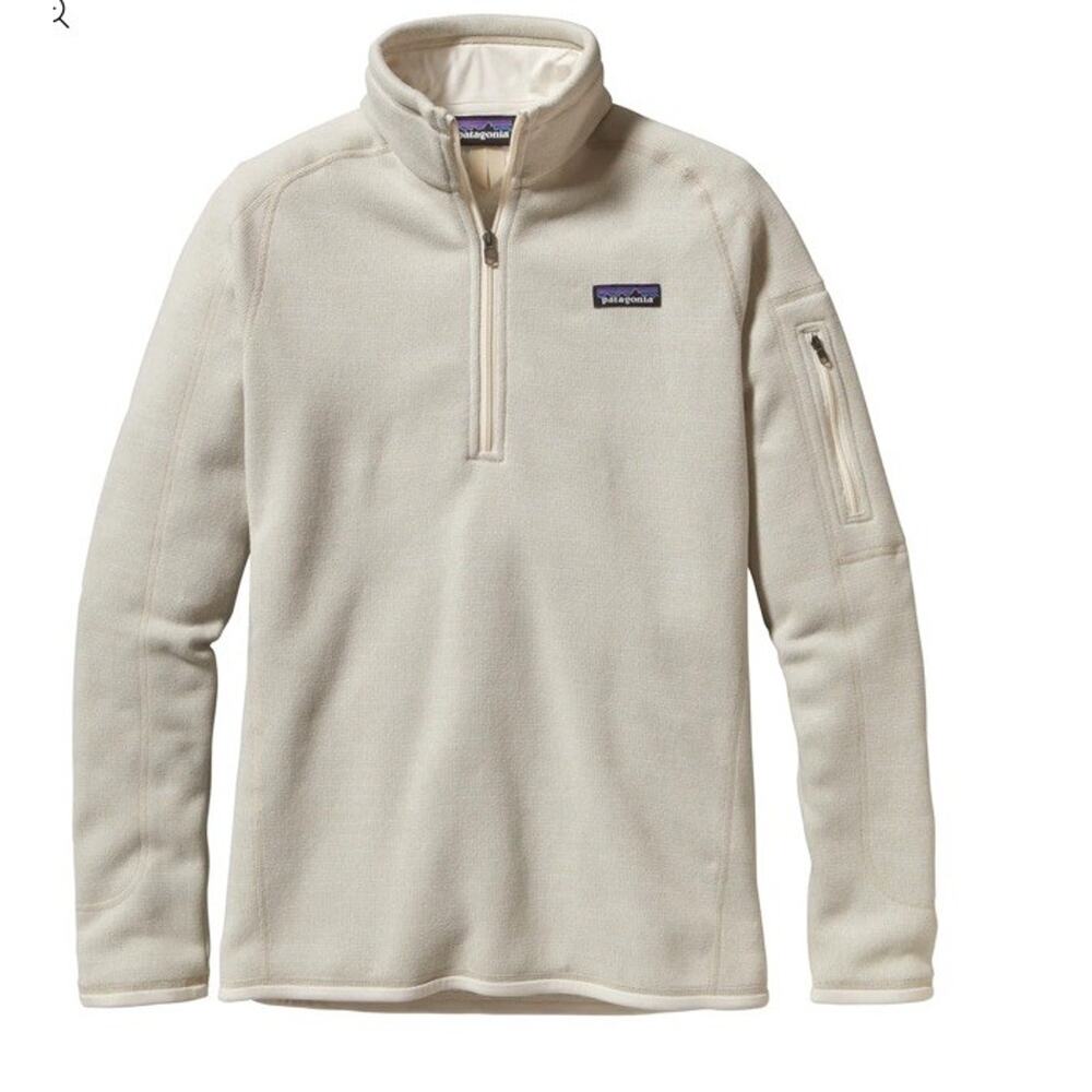 Patagonia Better Sweater Womens Large Oyster White Quarter Zip Fleece Cream